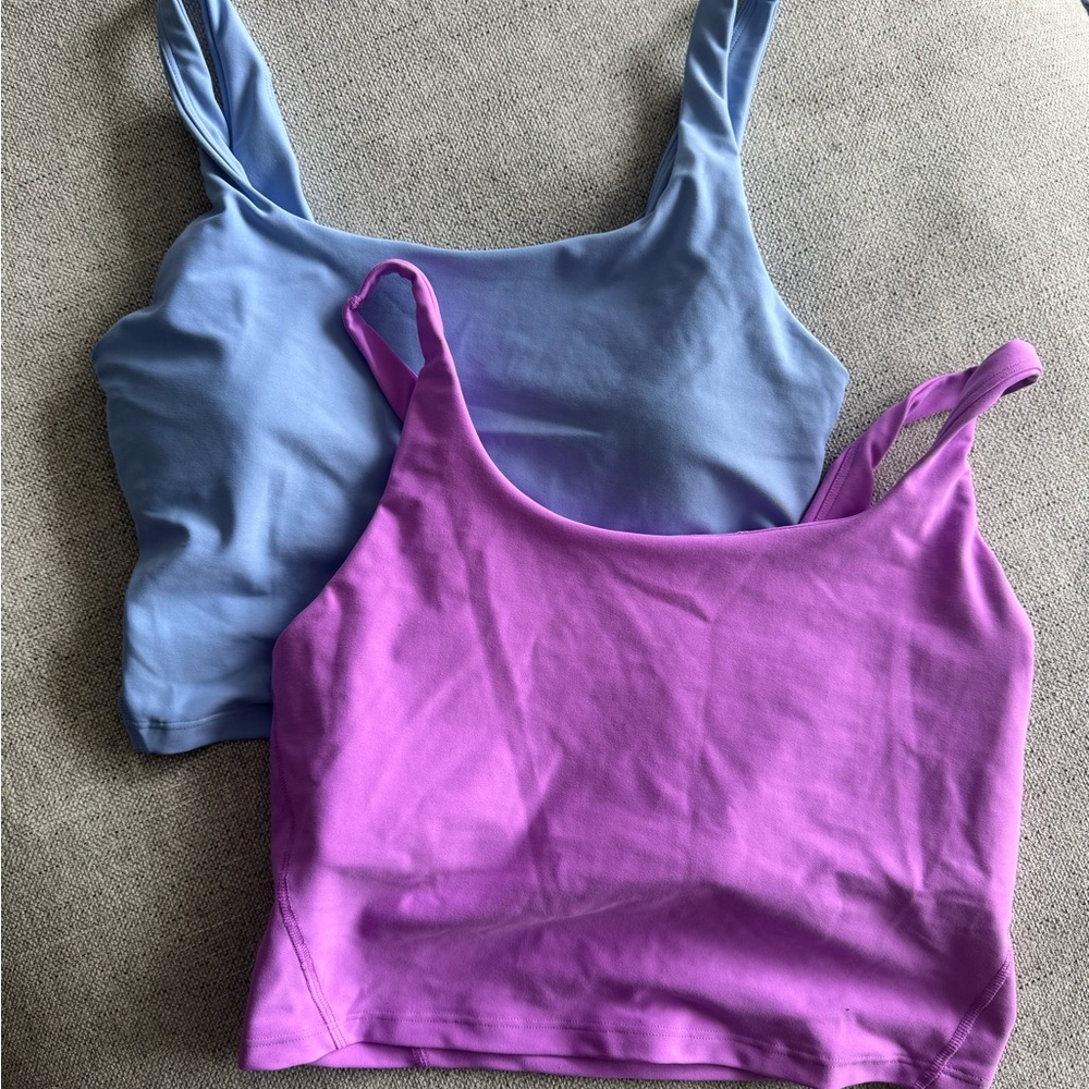Old Navy Scoop Neck Cropped Tanks - Light Blue & Bright Purple